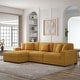 preview thumbnail 127 of 132, 118" W Corduroy L-shape Modular Sectional Sofa with Pillows Orange - Left Facing