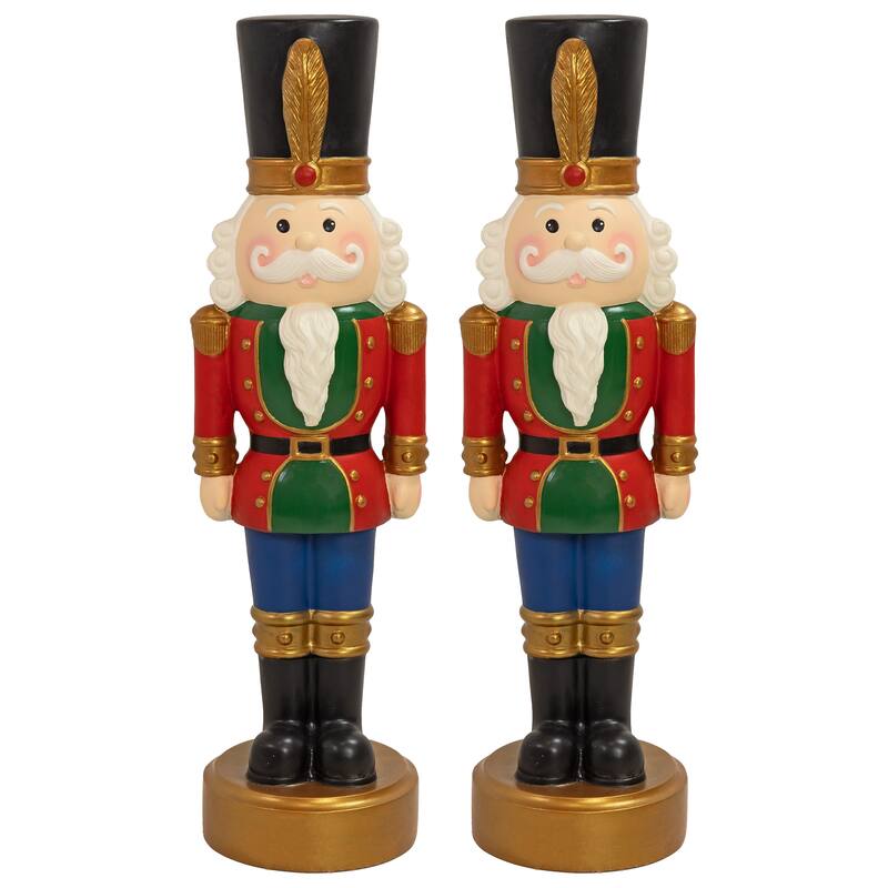 Sunnydaze Tommy the Toy Soldier Christmas Nutcracker Statue - 37" H - Set of 2