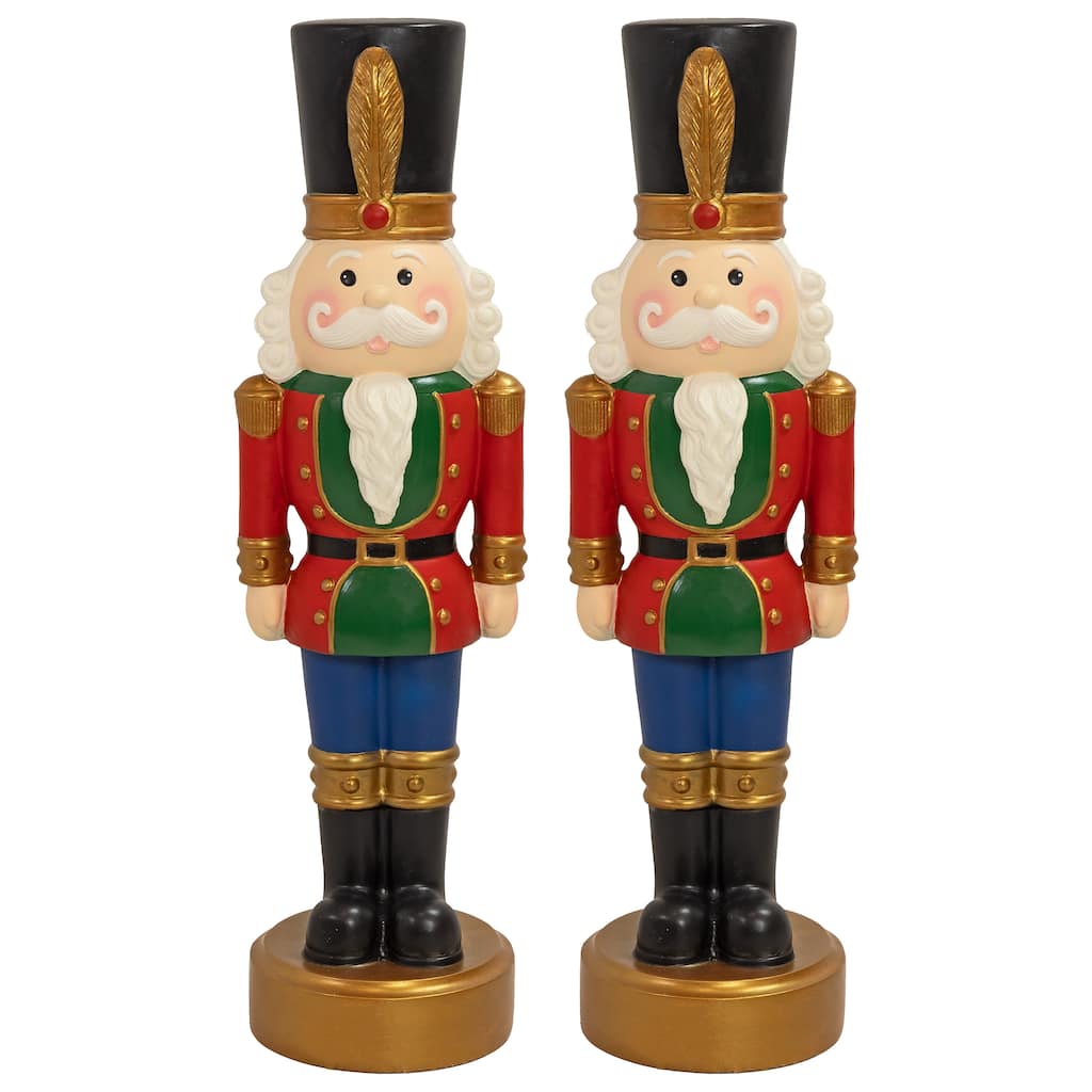 Sunnydaze Tommy the Toy Soldier Christmas Nutcracker Statue - 37" H - Set of 2