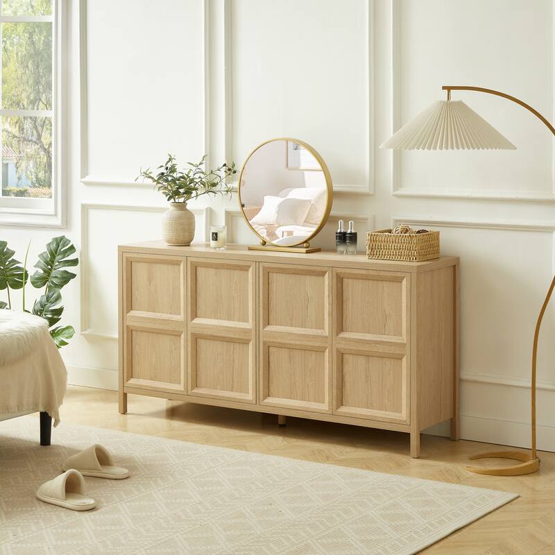 67" Modern sideboard storage cabinet with tip-on opening, soft-close hinges, and tilt-proof wall mount