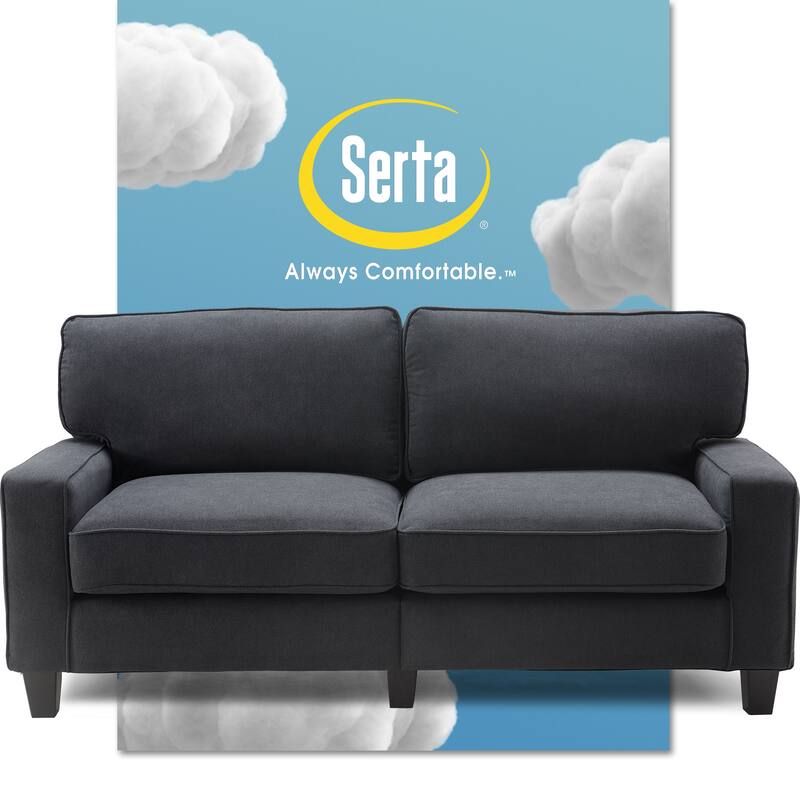 Serta Palisades Upholstered 73" Sofas for Living Room Modern Design Couch, Straight Arms, Soft Upholstery, Tool-Free Assembly - Charcoal