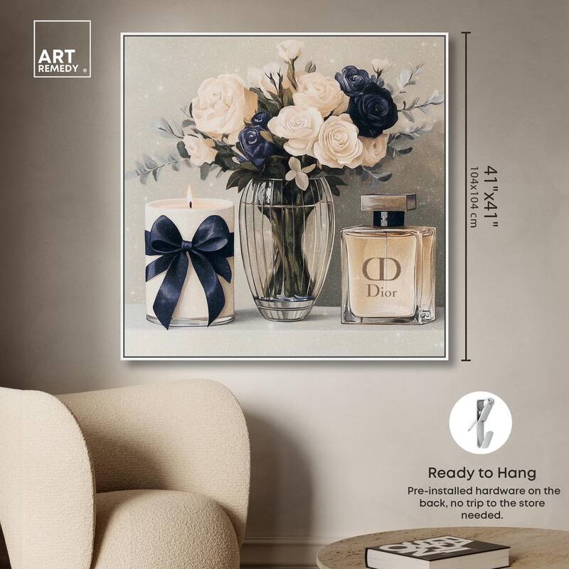 Ivory Perfume Flowers in Vase Canvas by Art Remedy