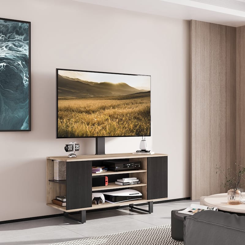 FITUEYES Modern TV Stand for 32-70 inch TVs with Open Shelves Media Console - Black