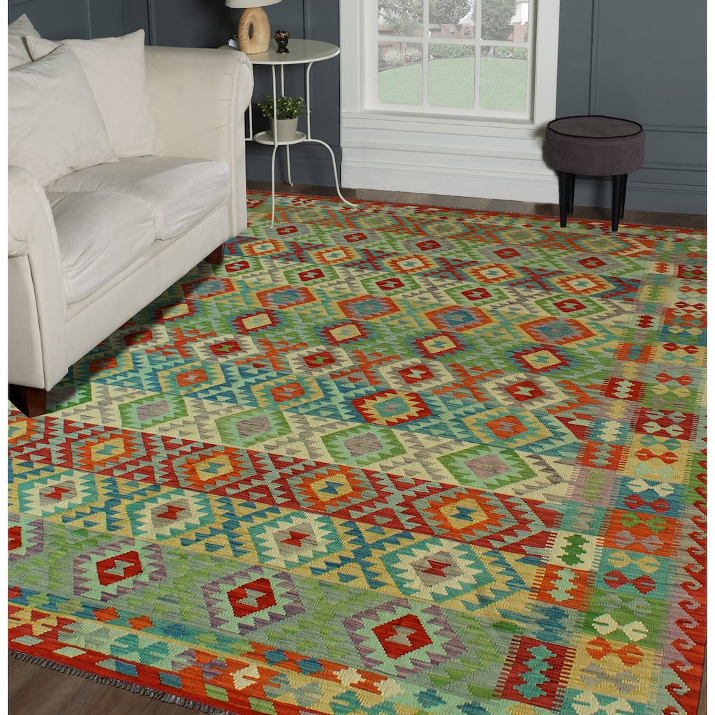 Hand-Woven Sangat Kilim Binnaz Rust/Ivory Rug - 8'5" x 11'5"