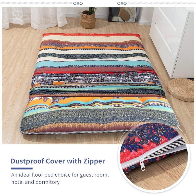 Boho Floral Pattern Japanese Floor Futon Mattress