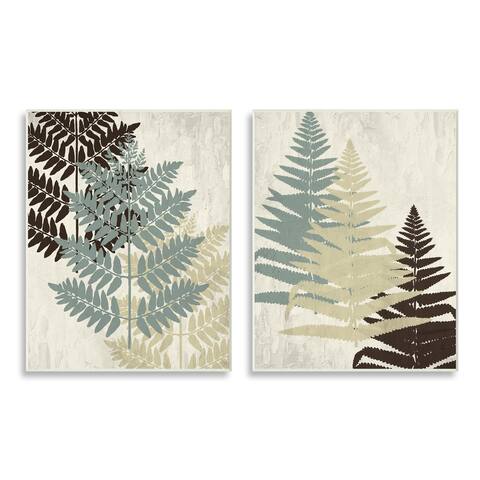 Stupell Industries Forest Fern Branches Layered Plants Neutral Tones Wood Wall Art - Green