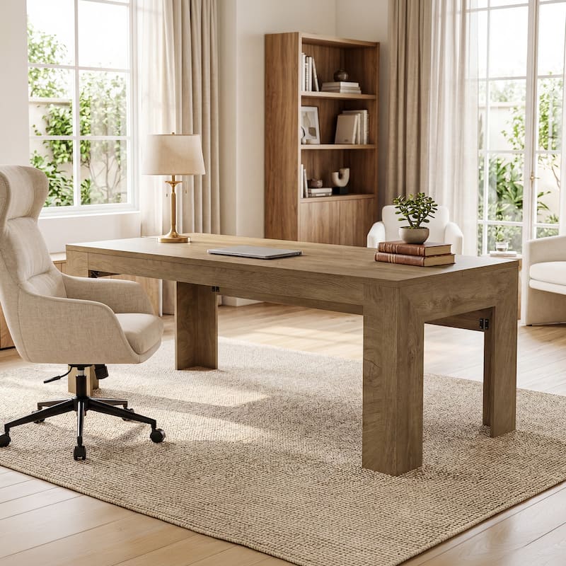 Modern Executive Desk with Large Tabletop, 63-Inch Office Desk, Computer Desk, Long Workstation for Home Office