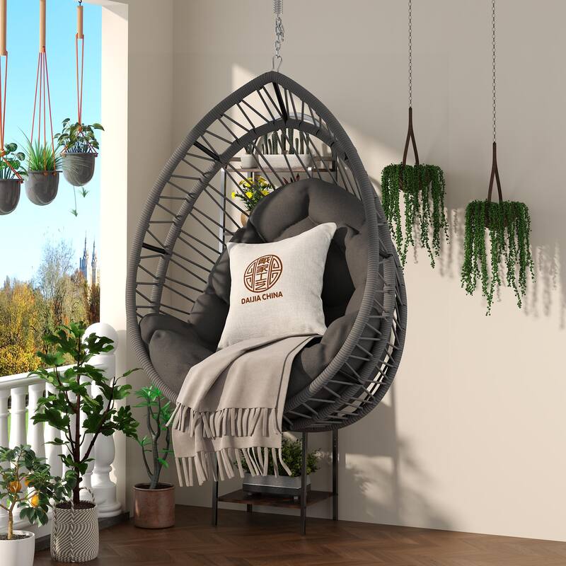 Outdoor Garden Rattan Egg Swing Chair, Hanging Chair PE hanging Chair