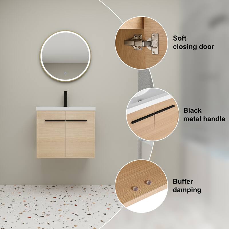 Beingnext 16''/20''/24"/30"/36" Bathroom Vanity with Sink, Floating Bathroom Vanity with Soft Close Door