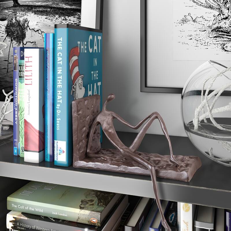 Man on Ledge Single Cast Iron Bookend