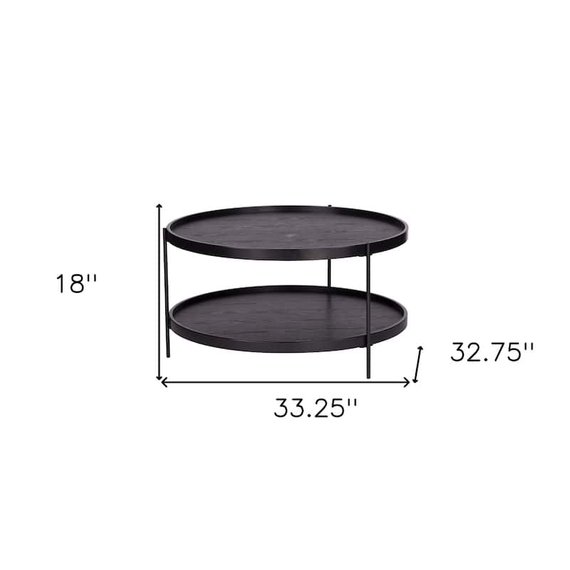 33" Black Manufactured Wood And Metal Round Coffee Table - 18" H x 33.25" W x 32.75" D