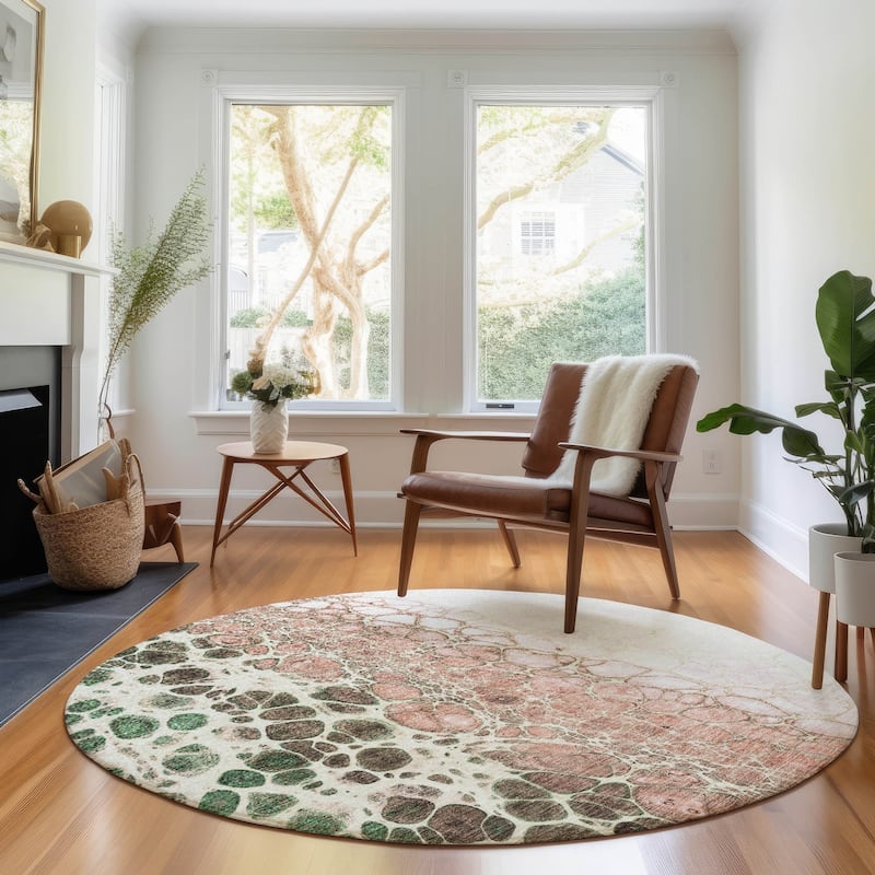 Premium Washable Super Soft Abstract Ombre Mayfield Rug - Salmon - 8' x 8'