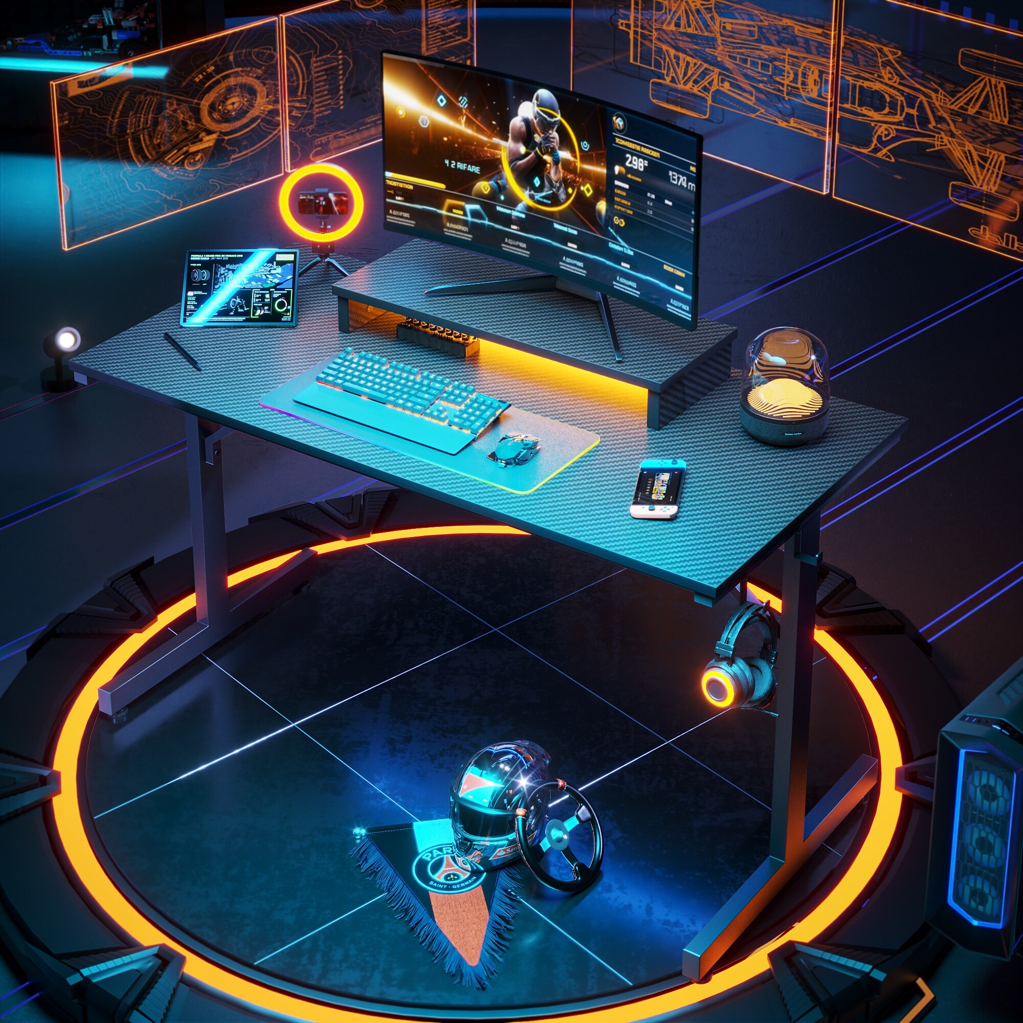 Circle gaming desk sale
