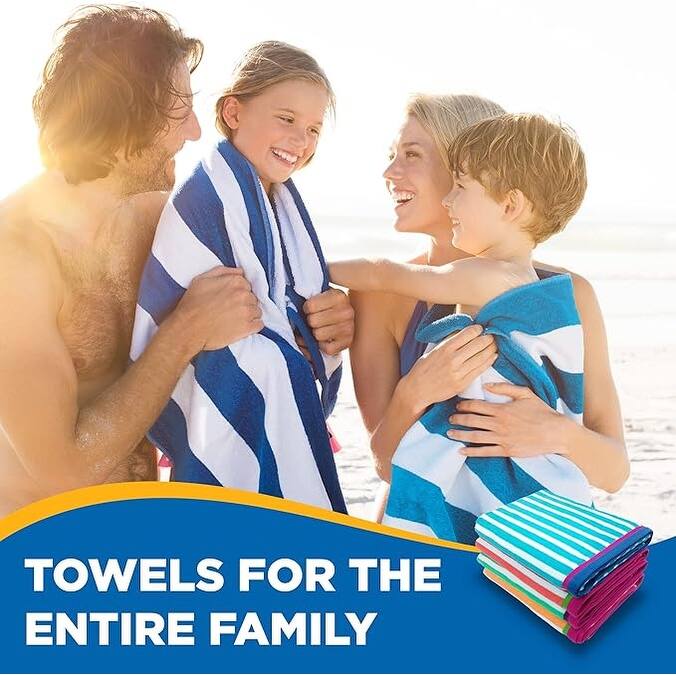 Kaufman Multicolor Velour Racing Stripe 32 x 62 All Cotton Beach & Pool Towels