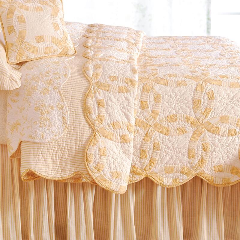 Wedding Ring Hand Pieced Patchwork Cotton Quilt