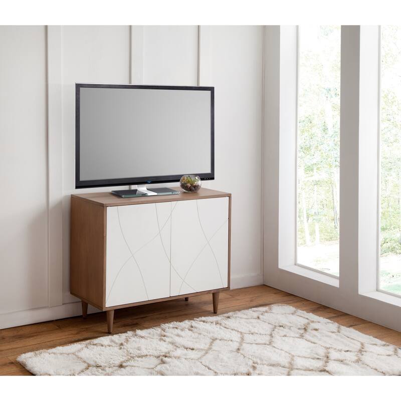 Trentini Natural and White Modern 2-Door Accent Chest