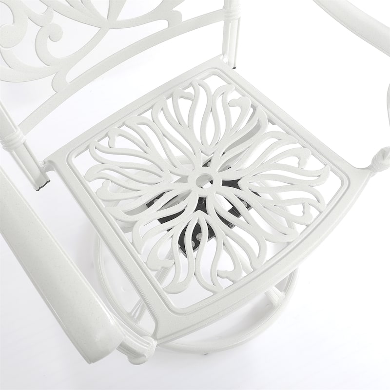 Clihome Patio Cast Aluminum Arm Dinning Swivel Chair (Set of 2)