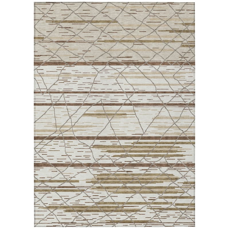 Machine Washable Indoor/ Outdoor Modern Global Chantille Rug