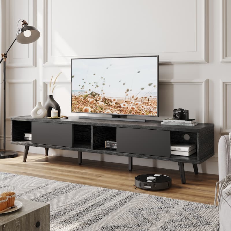 TV Stand for up to 75" TVs with Solid Wood Entertainment Center TV Console Mid-century - 70 inches