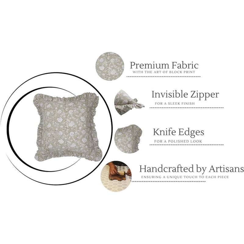 Fabdivine Cotton Outdoor Sofa Block print pillow Cover