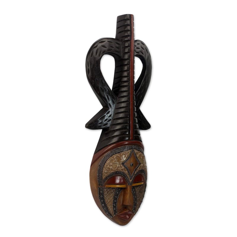 Handmade African Queen African Wood Mask (Ghana)