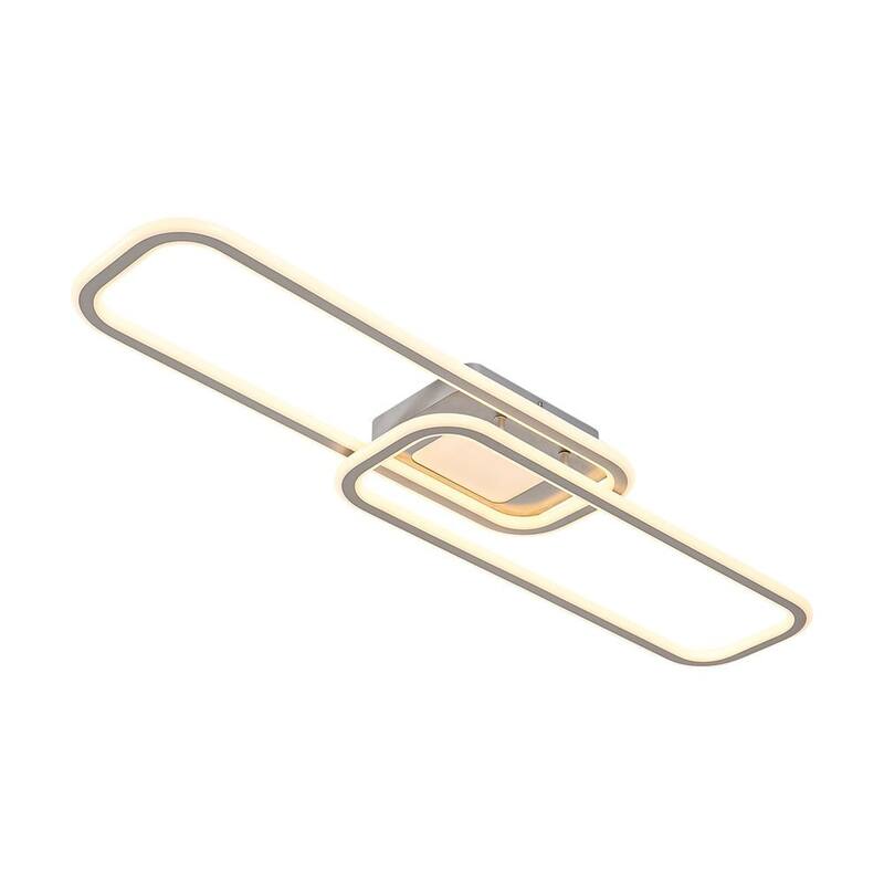 Dimmable LED Dual Oval Ring Long Semi Flush Mount Light 41in