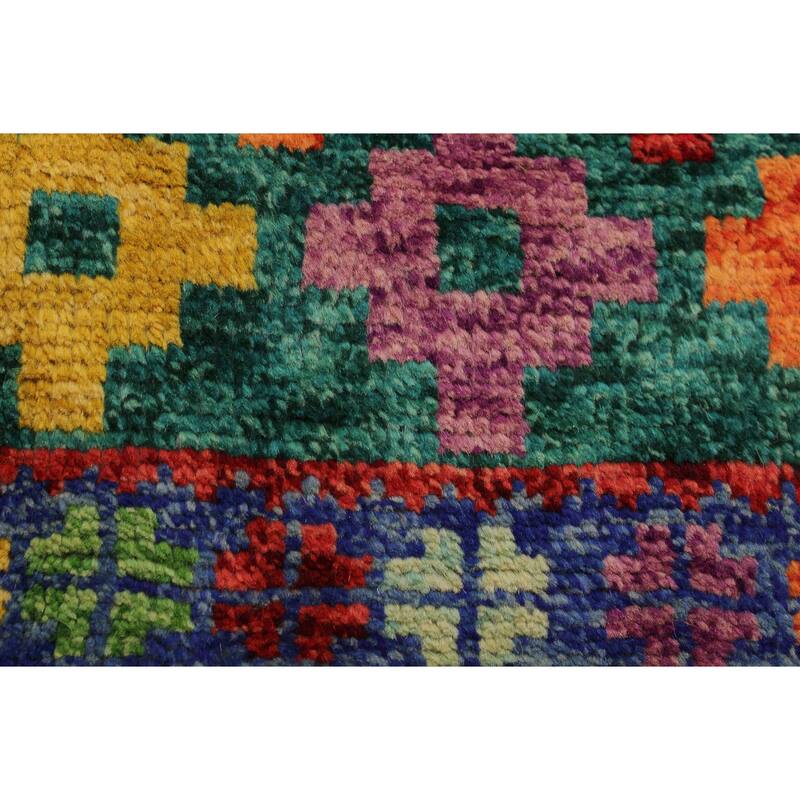 Boho Chic Balochi Mckinney Green/Blue Hand Knotted Wool Rug - 4'10'' x 6'6''