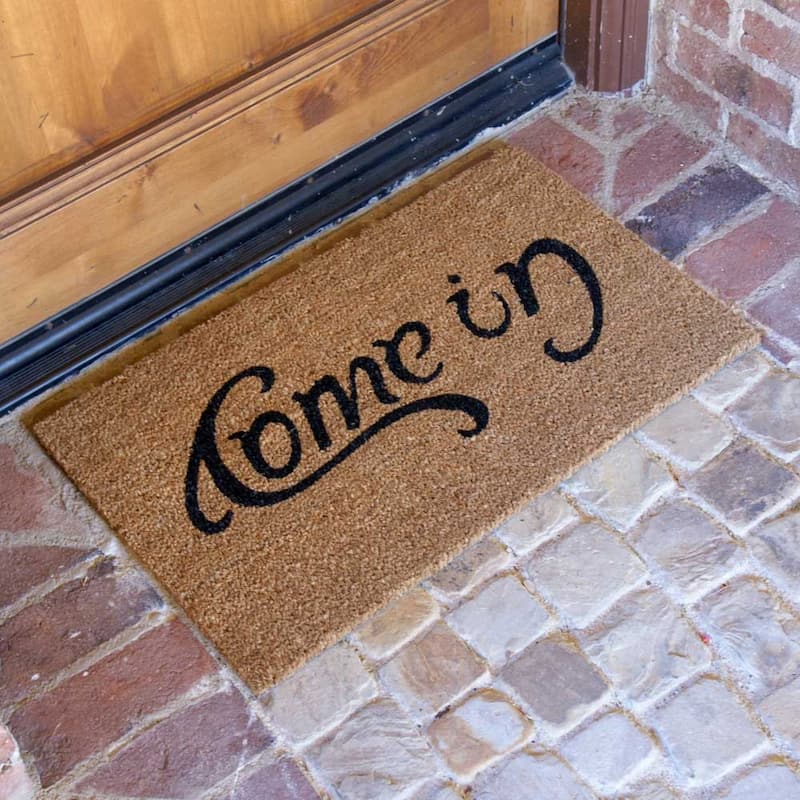 Rubber-Cal "Welcome Go Away Mats" - 2 Coir Outdoor Entryway Mats - 18" x 30"
