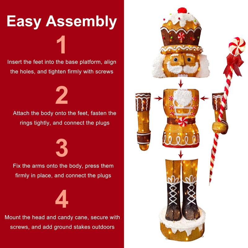 Puleo International 6' Gingerbread Outdoor Christmas Soldier with 216 Warm White LED Lights - Brown