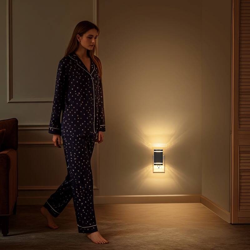 YANSUN Dual Plug-in Wall Sconce & Dimmable Night Light Set - Black Lamp Shade