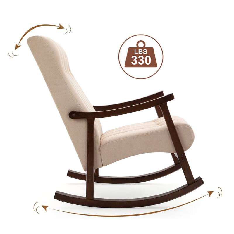 AVAWING Upholstered Rocking Chair Modern High Back Armchair Set of 2