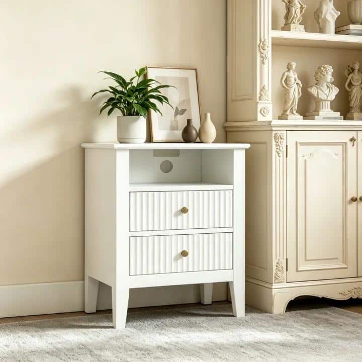 2 Drawers Nightstand With Semi-Open Shelf – Eco-Friendly MDF