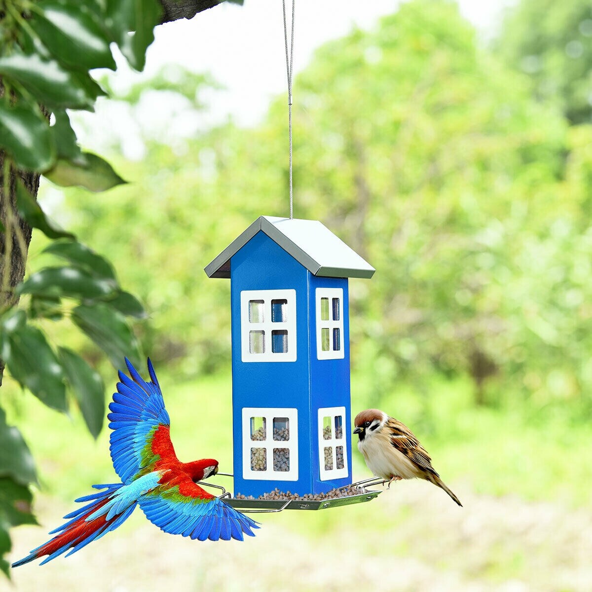 Shop Gymax Outdoor Wild Bird Feeder Weatherproof House Design