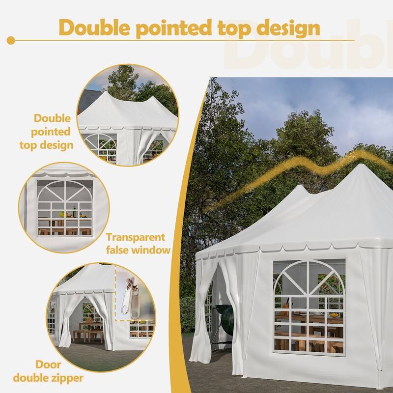 20x15ft Heavy Duty Party Tent for Weddings, Events and Outdoor Gatherings (White) - 238.92”(L) x 175.2”(W) x 141.73”(H)