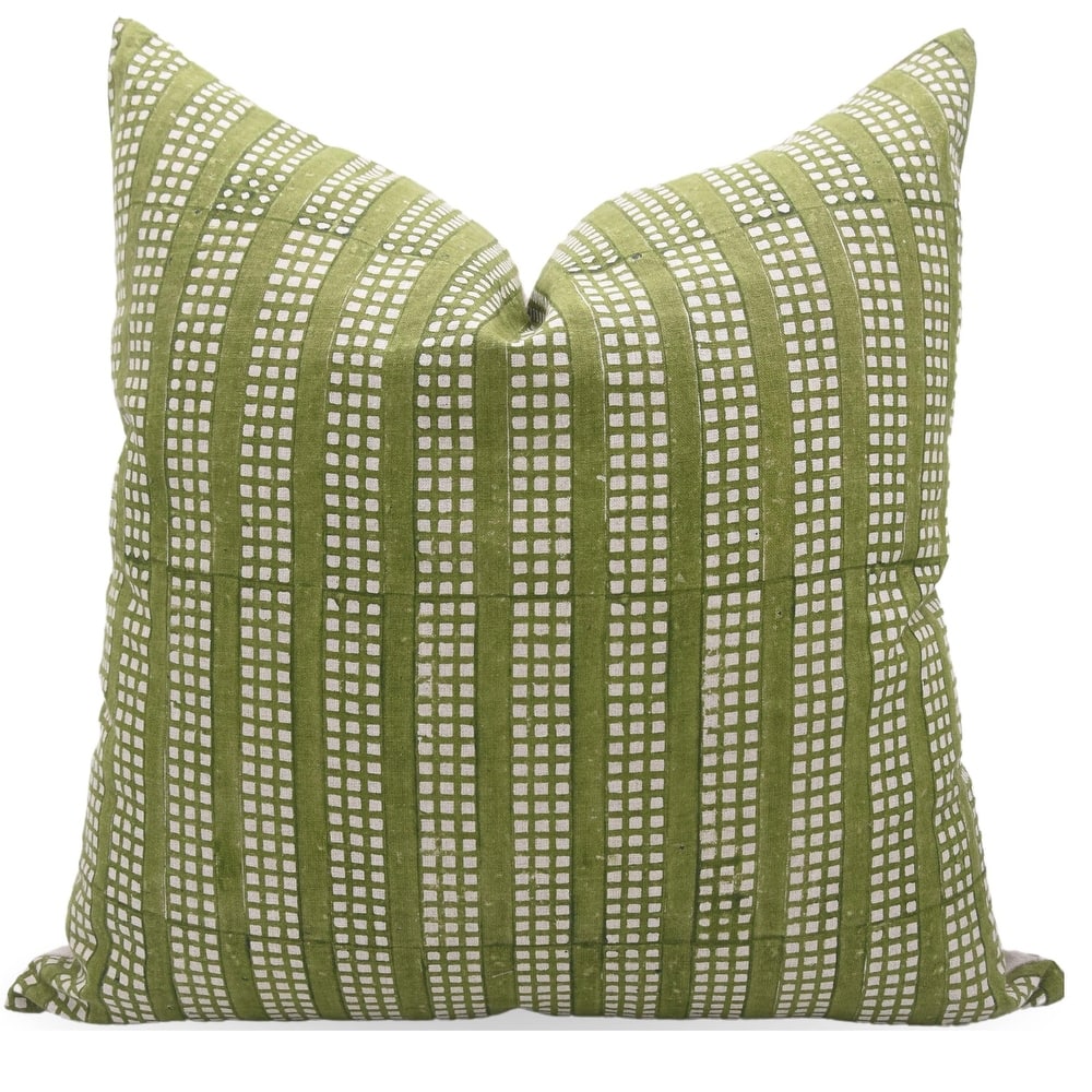 Fabdivine Green Hand Block Print Farmhouse Uses Fall Décor Cushion Case