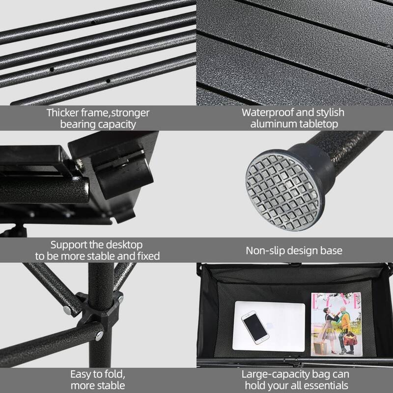 Camping Table, Aluminum Folding Table Roll Up Table