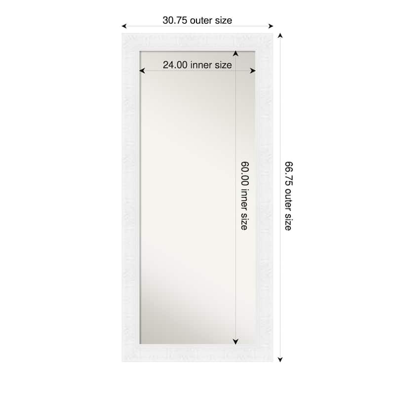 Luxe Non-Beveled Framed Full-Length Floor Leaner Mirror - 31 x 67 in - Luxe White