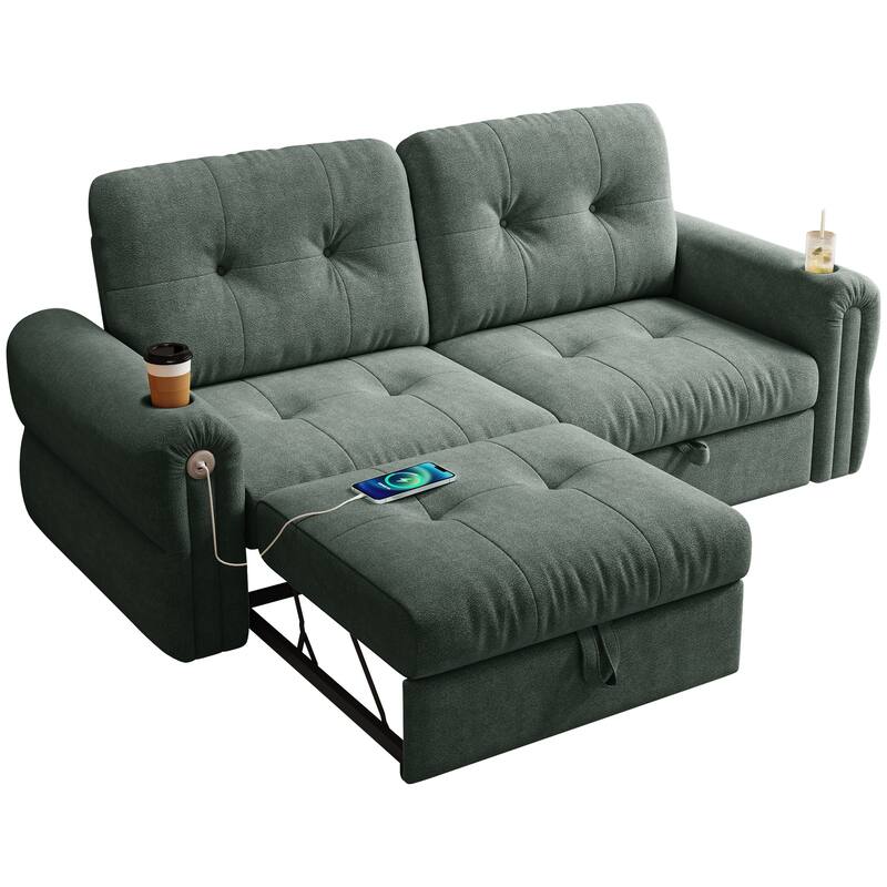 GDFStudio - Chenille Convertible 2-Seater 74" Sofa Bed