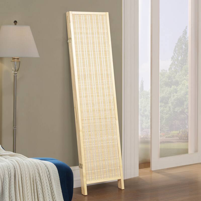 Roundhill Furniture Inkwell 4-Panel Bamboo Room Divider, Folding Portable Partition Screen