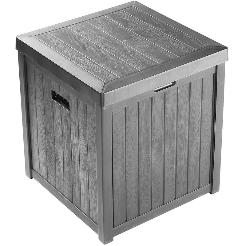 La Jolla Weatherproof Outdoor 51 Gallon Storage Deck Box w/Lid - Waterproof Garden/Patio Wood Grain Resin Lock Box
