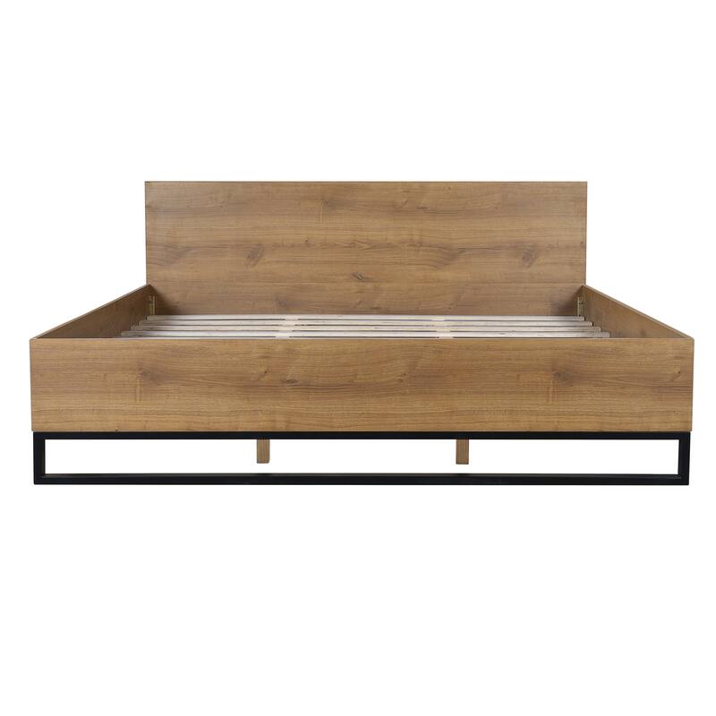 King Size Engineered Wood Platform Bed with 650lb Capacity