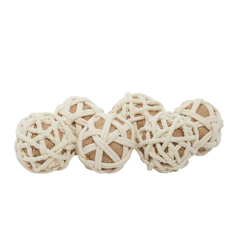 Brown Jute Rope Handmade Woven Decorative Ball Orbs & Vase Filler (Set of 6) - 4 x 4 x 12 Round