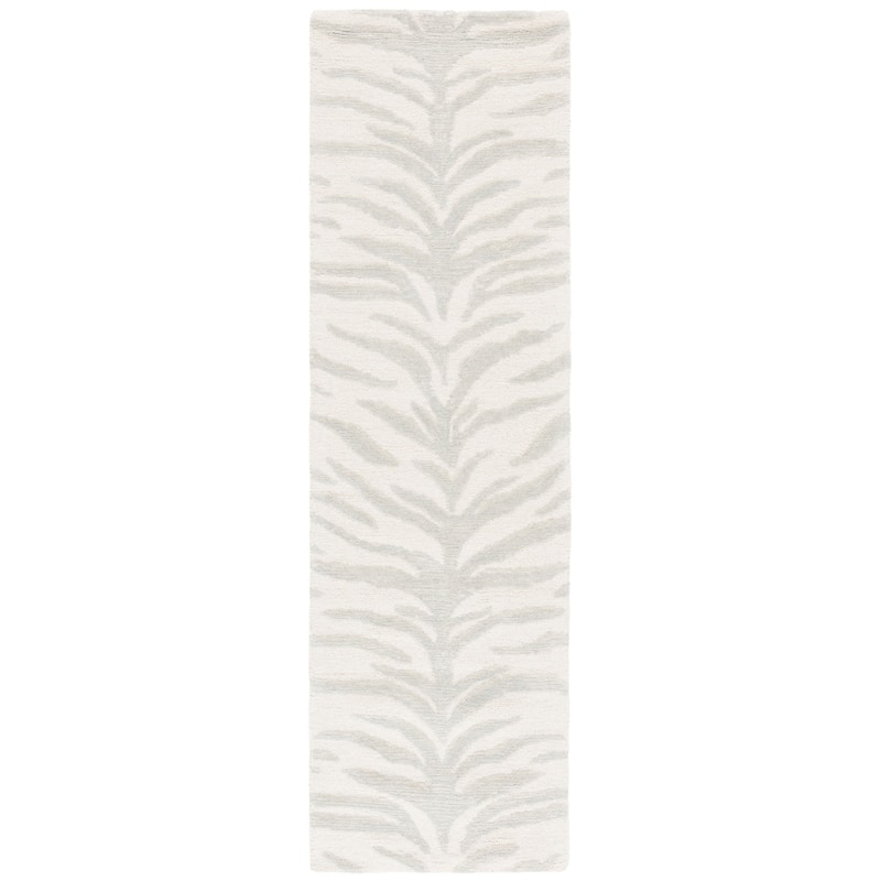 SAFAVIEH Handmade Ebony Dasena Modern Wool Rug - 2'3" x 8' Runner - Green/Ivory