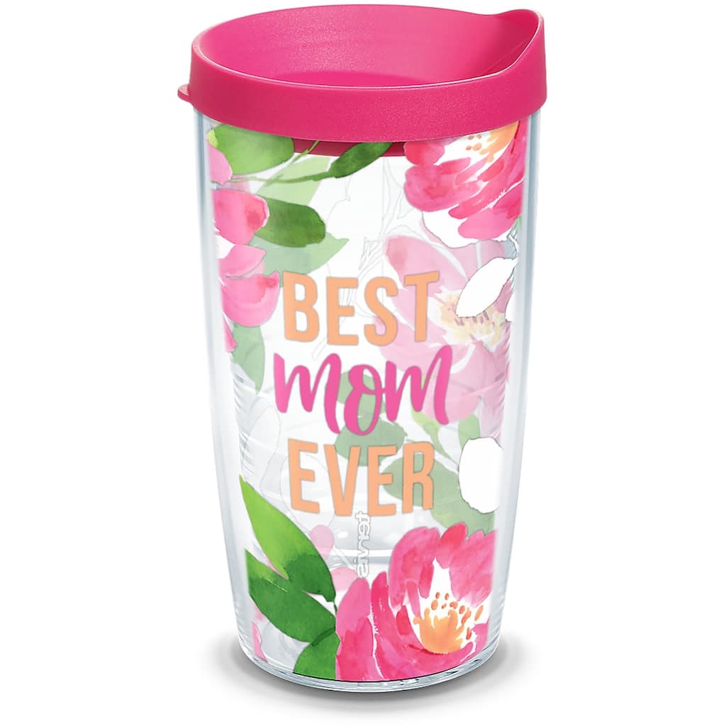 Tervis Best Mom Ever Floral Made in USA Double Walled Insulated Travel Tumbler, Classic