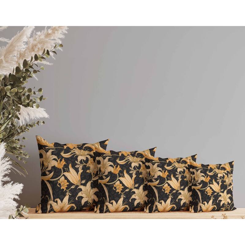 Lily Love Indoor/Outdoor Reversible Throw Pillow Black and Orange