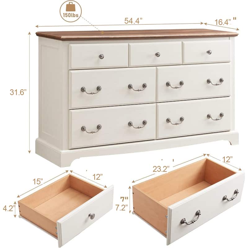 Vintage 7 Chests Drawer, Rustic Dressers, Chest Organizer for Bedroom