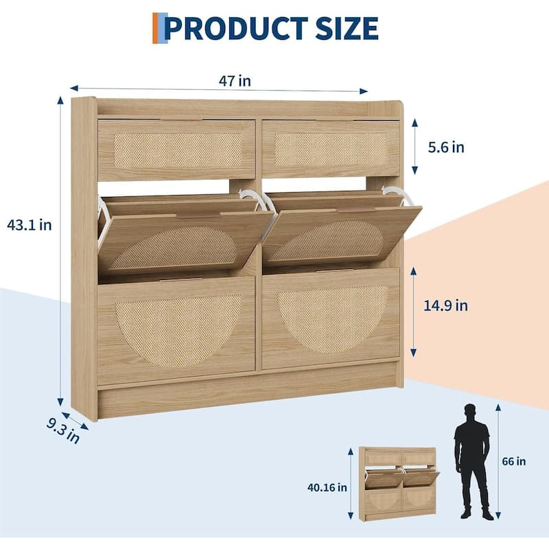 4 Turn Over Drawers Freestanding Shoe Storage Cabinet for Entryway, Hallway, Living Room