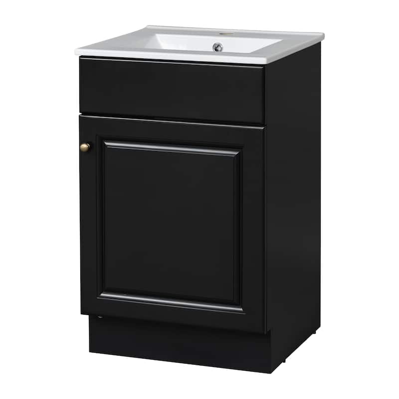 Bathroom Vanity with Sink, Vanity Set with Adjustable Shelf, Bathroom Cabinet with Storage Rack and Soft Closing Door