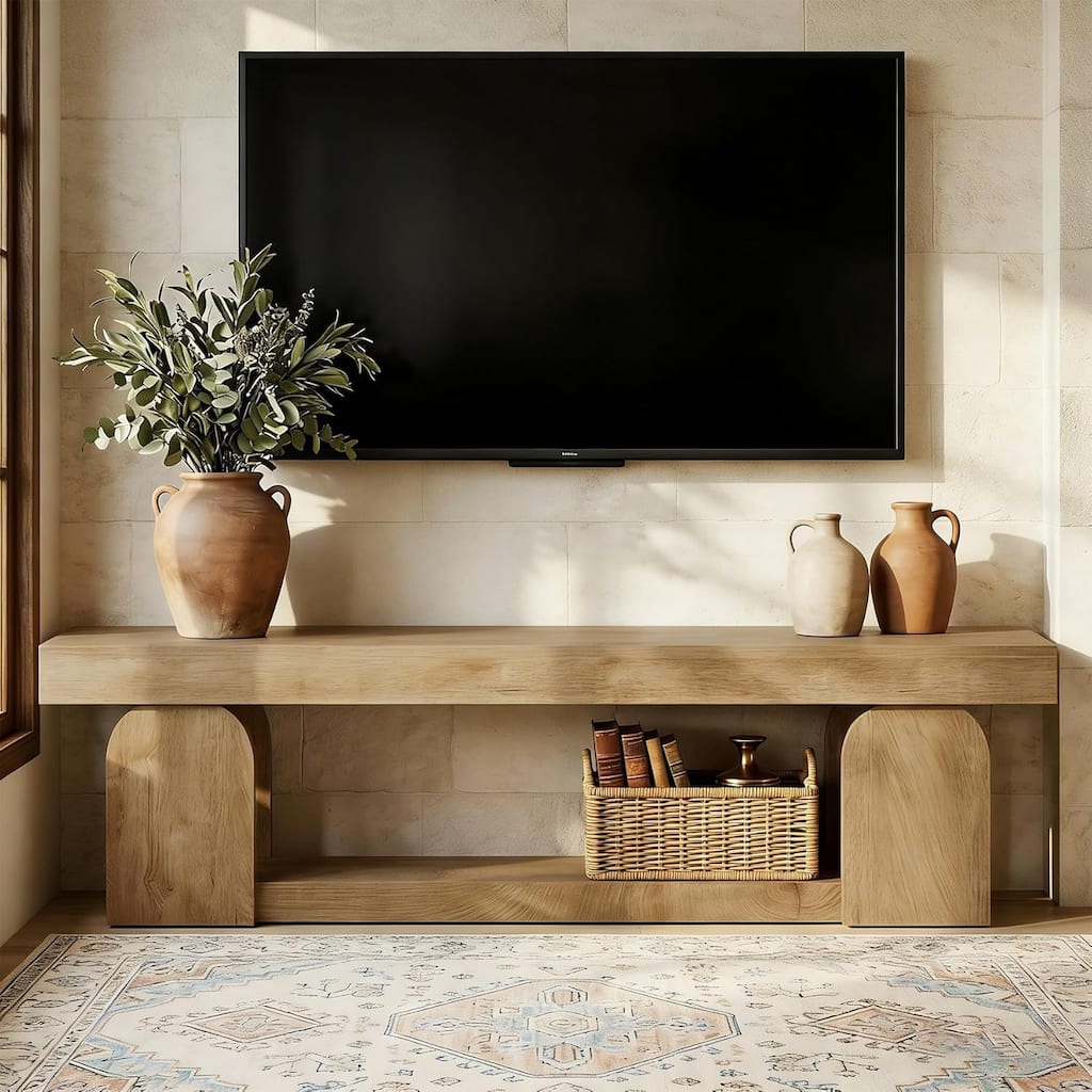 63" TV Stand for TVs up to 65", Farmhouse Wood TV Media Console/Entertainment Center with Storage