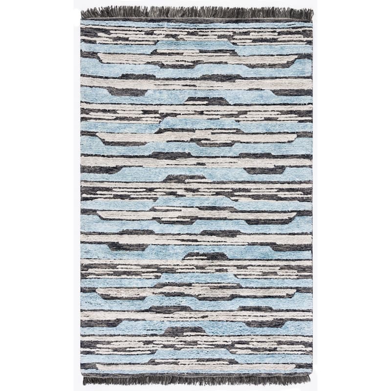 SAFAVIEH Handmade Kenya Gulsina Silk/ Wool Rug - 6' x 9' - Charcoal/Blue